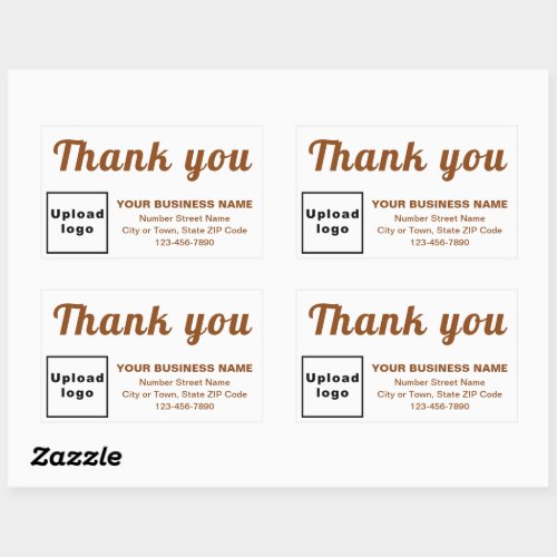 Business Thank You Brown Texts on White Rectangular Sticker