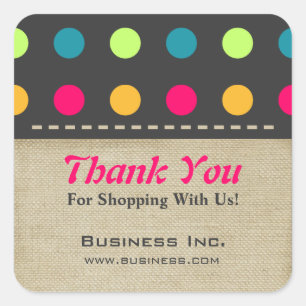 Business Thank You Candy Polka Dot Green Square Sticker