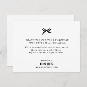 business thank you card, bow elegant simple  enclosure card