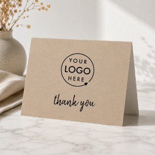 Business Thank You Card   Custom Logo Rustic Kraft