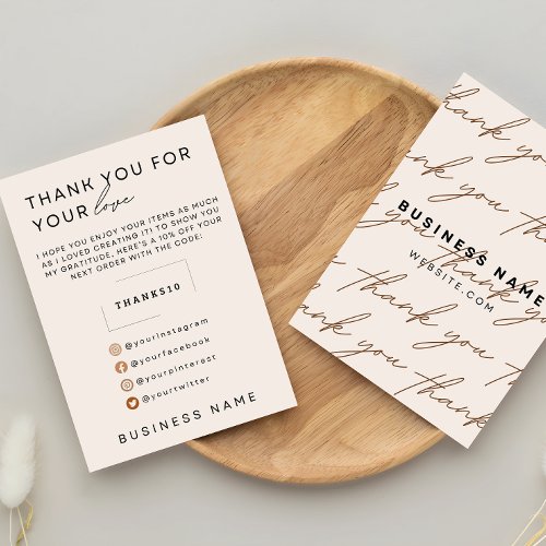 Business Thank You Card In Beige Package Insert
