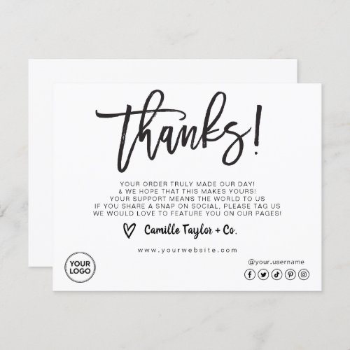 Business Thank You Card  Package Product Insert