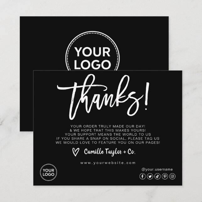 Business Thank You Card / Package Product Insert (Front/Back)