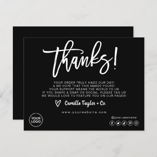 Business Thank You Card  Package Product Insert