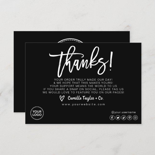 Business Thank You Card / Package Product Insert (Front/Back)