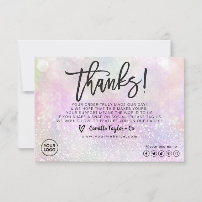 Business Thank You Card / Package Product Insert (Front)