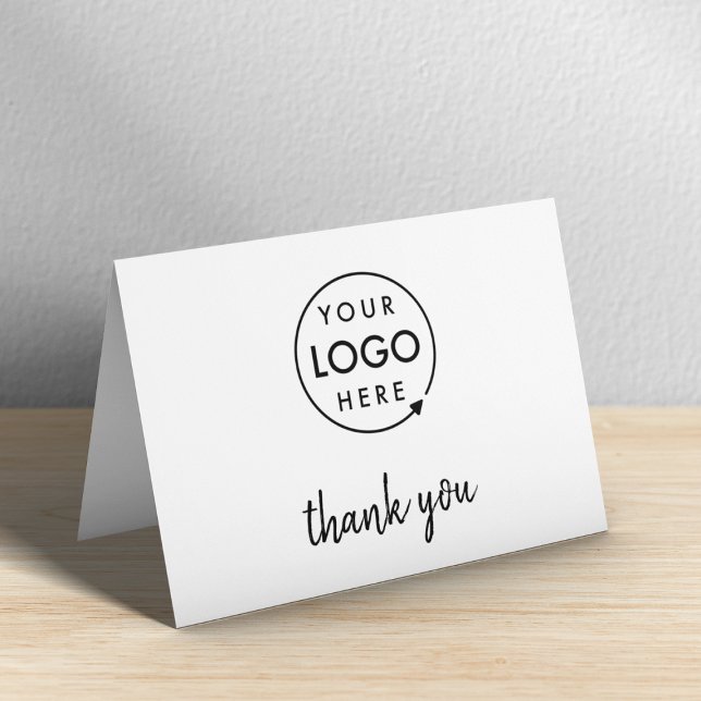 Business Thank You Card | Professional Logo White (A minimalist white horizontal folded logo thank you card perfect for small business appreciation)