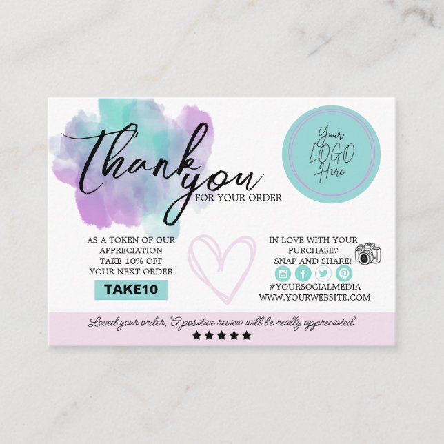 Business Thank You Card - Soft Pastel  (Front)
