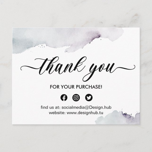 business thank you card, watercolour thank you postcard (Front)