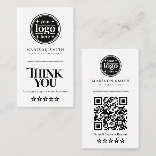 Business Thank You Card with QR Code Review