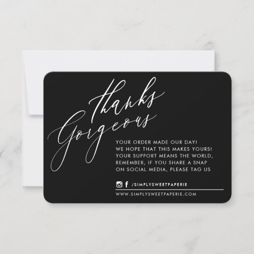 BUSINESS THANK YOU chic calligraphy black reverse