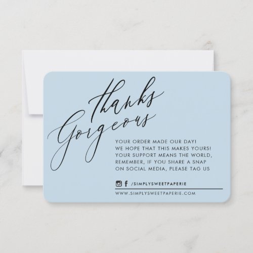 BUSINESS THANK YOU chic calligraphy duck egg blue