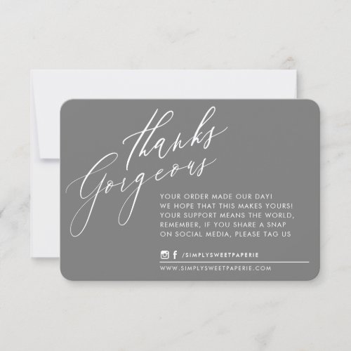 BUSINESS THANK YOU chic calligraphy gray reverse