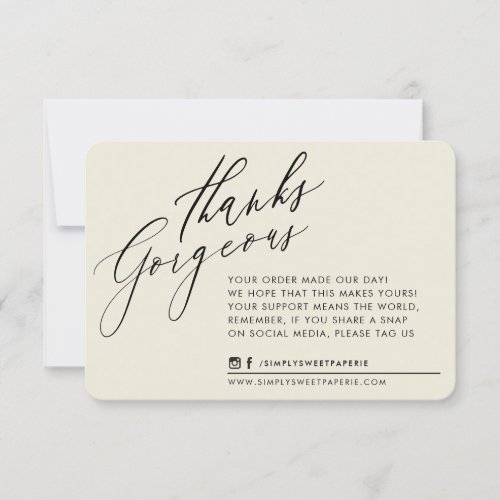 BUSINESS THANK YOU chic calligraphy ivory cream