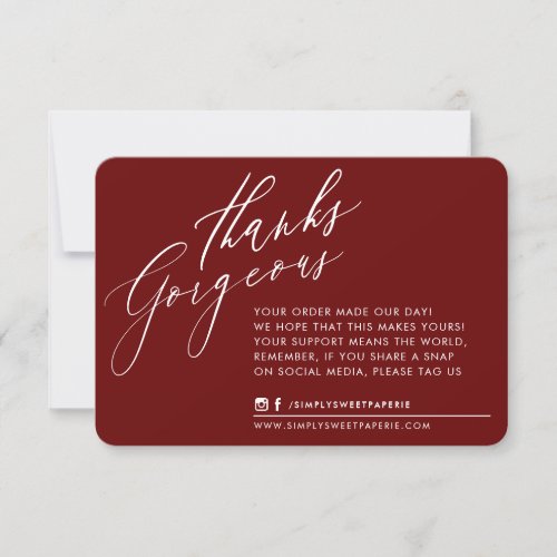 BUSINESS THANK YOU chic calligraphy maroon red