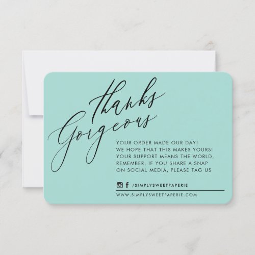 BUSINESS THANK YOU chic calligraphy mint green