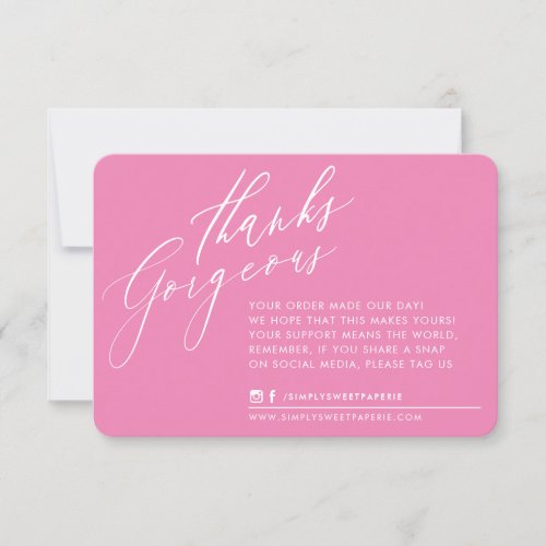 BUSINESS THANK YOU chic calligraphy pink reverse