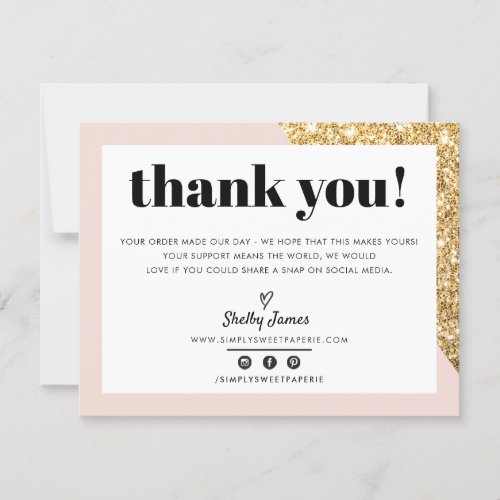BUSINESS THANK YOU chic glam gold blush pink LOGO