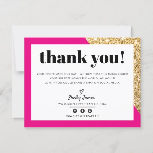 BUSINESS THANK YOU chic glam gold bright pink LOGO