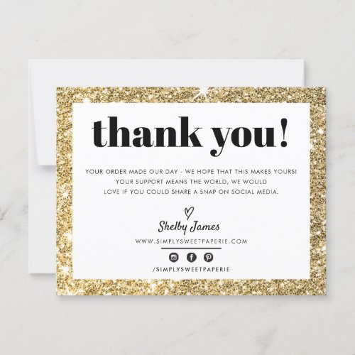 BUSINESS THANK YOU chic glam gold glitter LOGO