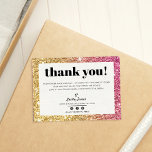 Business Thank You Chic Glam Gold Pink Glitter at Zazzle