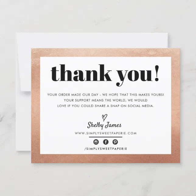 BUSINESS THANK YOU chic glam rose gold LOGO | Zazzle