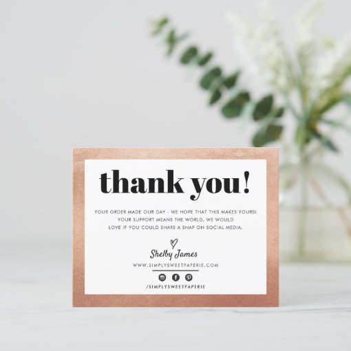 BUSINESS THANK YOU chic glam rose gold LOGO | Zazzle