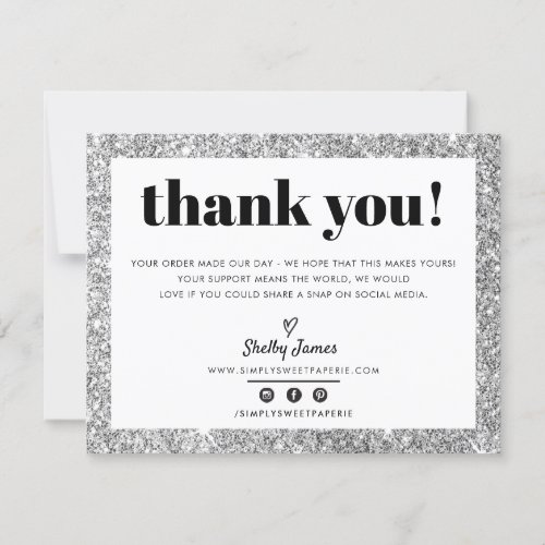 BUSINESS THANK YOU chic glam silver glitter LOGO