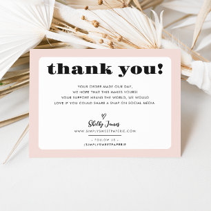 BUSINESS THANK YOU chic logo modern blush pink Card