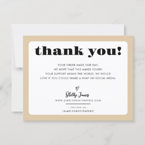 BUSINESS THANK YOU chic logo modern champagne sand
