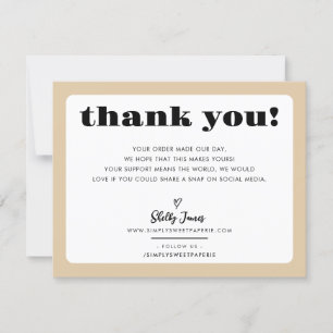 BUSINESS THANK YOU chic logo modern champagne sand Card
