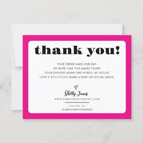 BUSINESS THANK YOU chic logo modern fuschia pink