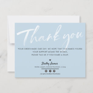 BUSINESS THANK YOU chic modern baby blue white ink