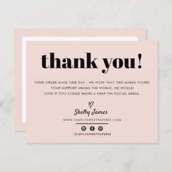 BUSINESS THANK YOU chic modern blush pink LOGO | Zazzle