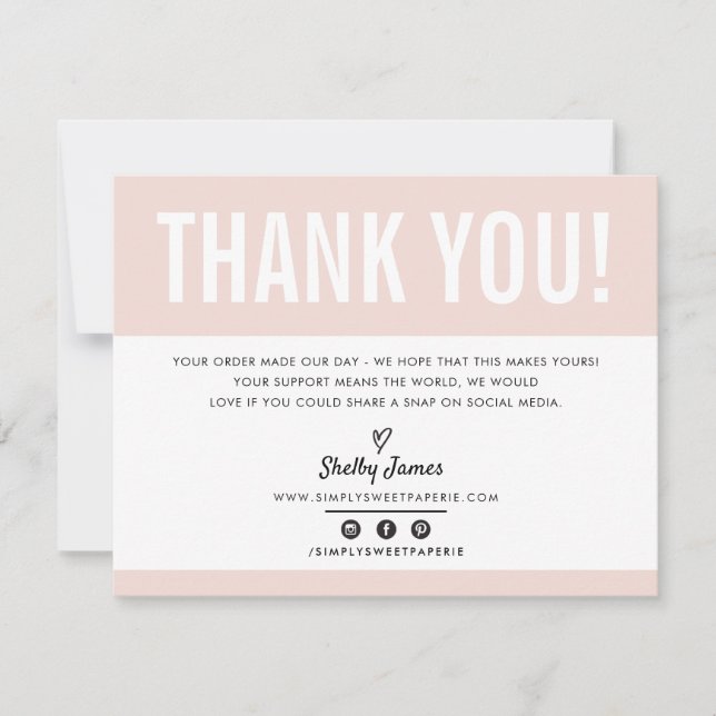 BUSINESS THANK YOU chic modern blush pink LOGO (Front)