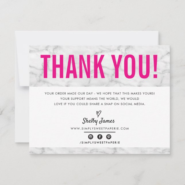 BUSINESS THANK YOU chic modern gray hot pink LOGO (Front)