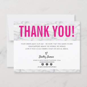 BUSINESS THANK YOU chic modern gray hot pink LOGO Card