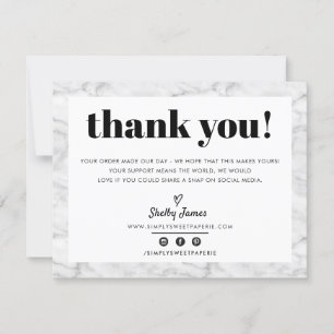 BUSINESS THANK YOU chic modern gray marble LOGO Card