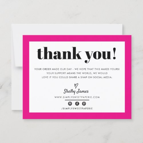 BUSINESS THANK YOU chic modern hot pink LOGO