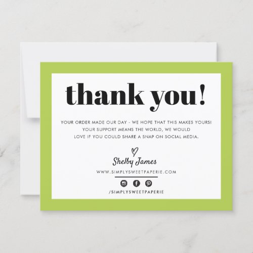 BUSINESS THANK YOU chic modern lime green LOGO
