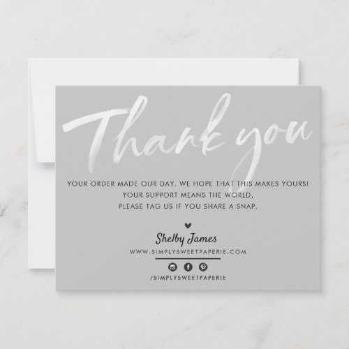 BUSINESS THANK YOU chic modern pale gray white ink