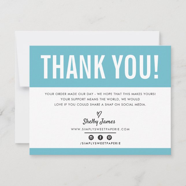 BUSINESS THANK YOU chic modern pretty aqua LOGO (Front)