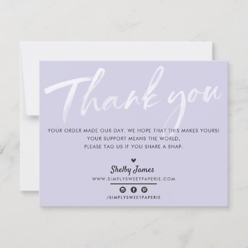 BUSINESS THANK YOU chic modern purple white ink