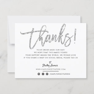 BUSINESS THANK YOU chic silver glitter script