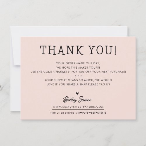 BUSINESS THANK YOU chic simple modern blush pink