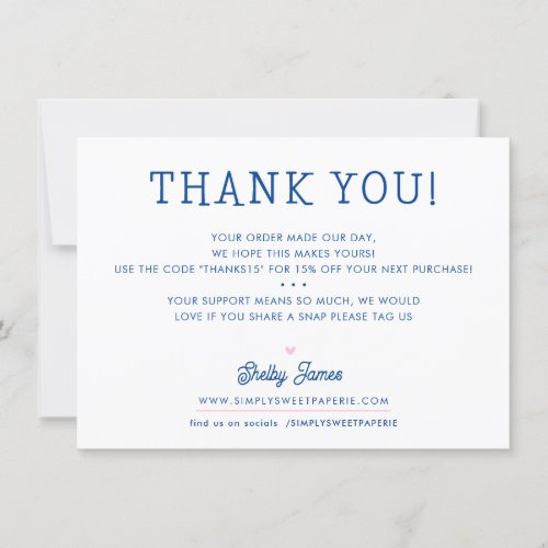 BUSINESS THANK YOU chic simple modern navy pink