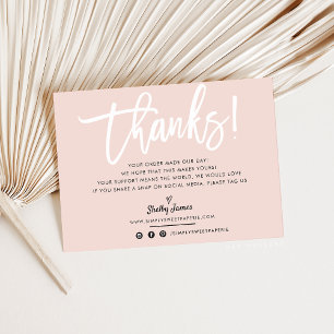 BUSINESS THANK YOU chic white script blush pink Card