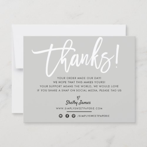 BUSINESS THANK YOU chic white script gray