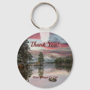 Business Thank You Christmas Snowy Landscape Keychain