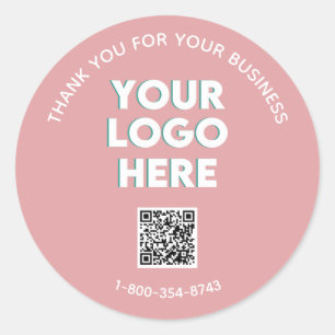 Business Thank You Custom Logo QR Code    Classic Classic Round Sticker